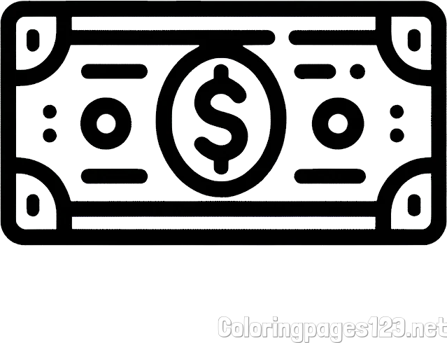 Coloring Page of a Dollar Bill