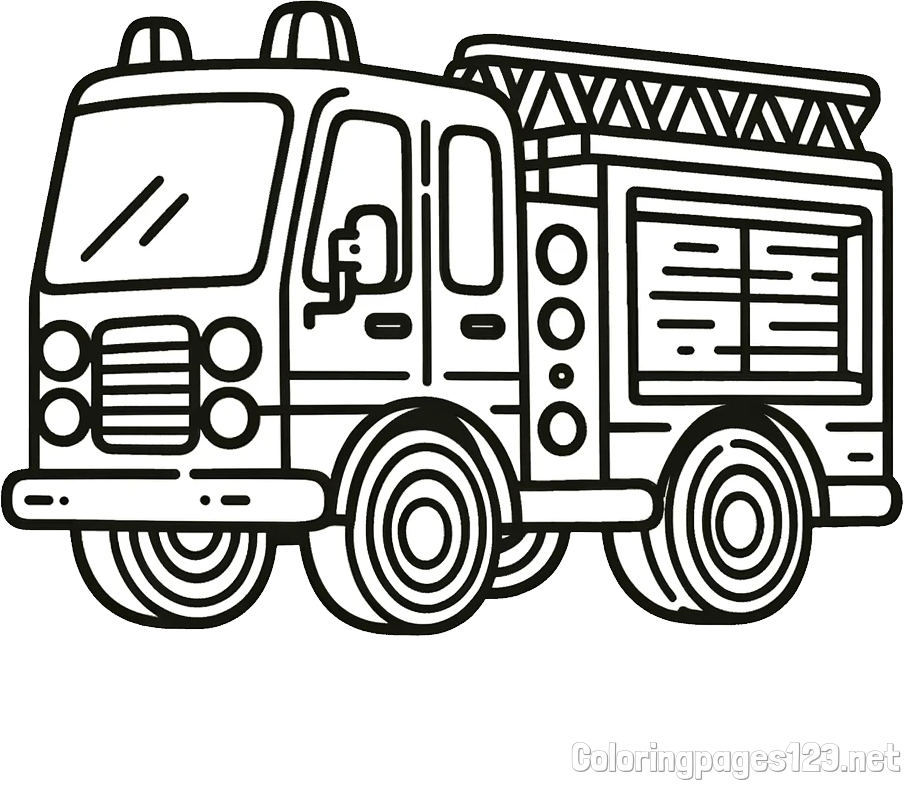Coloring page of a fire truck