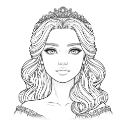 Coloring Page of a Gorgeously Beautiful Princess