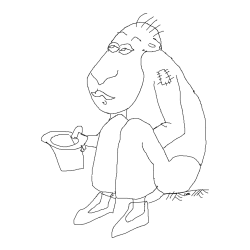 Coloring Page of a Homeless Man