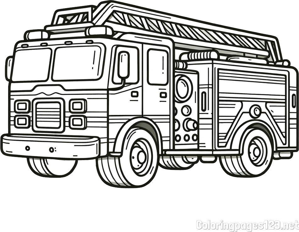 Coloring Page of a Huge Fire Truck