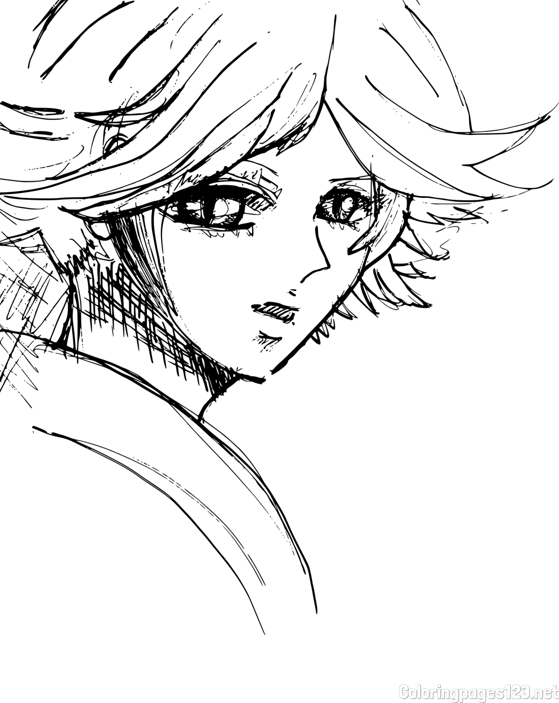 Coloring Page of a Man in Anime Style