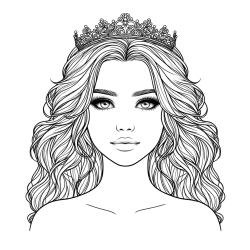 Coloring Page of a Princess with a Crown