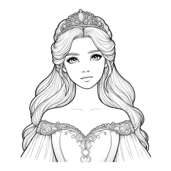 Coloring Page of a Realistic Princess