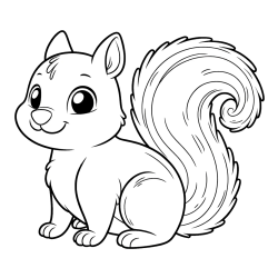 Coloring Page of a Smiling Squirrel