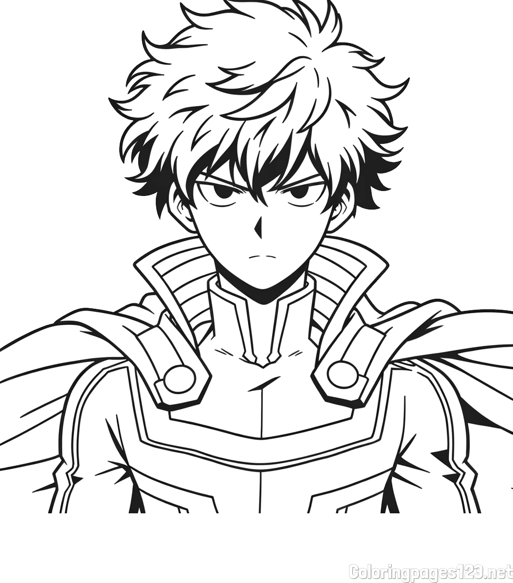 Coloring Page of an Anime Superhero