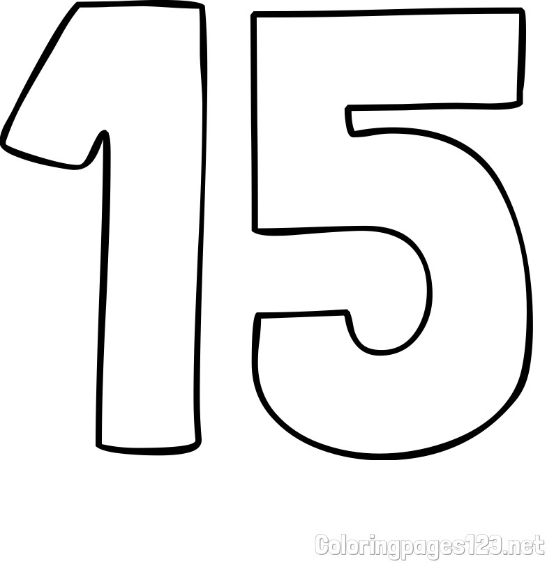 Coloring Page of Number Fifteen (15)