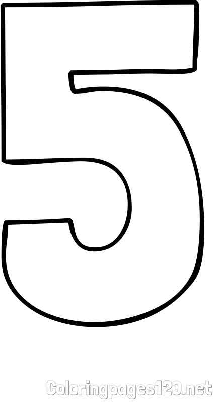Coloring Page of Number Five (5)