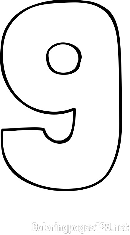 Coloring Page of Number Nine (9)