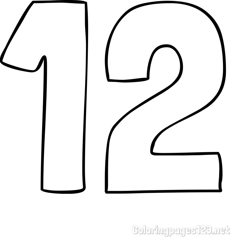 Coloring Page of Number Twelve (12)