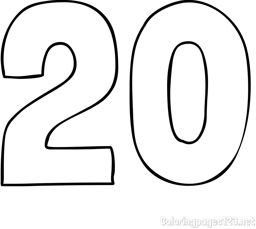Coloring Page of Number Twenty (20)