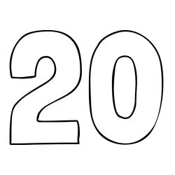Coloring Page of Number Twenty (20)
