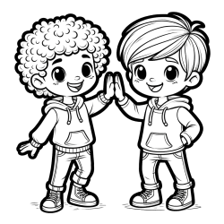 Coloring Page of Two Boys (Best Friends Forever)