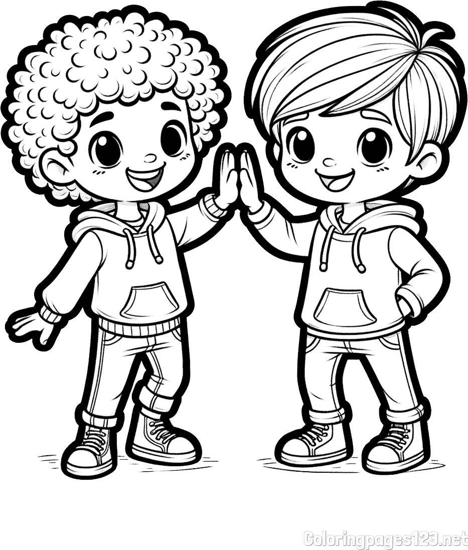 Coloring Page of Two Boys (Best Friends Forever)