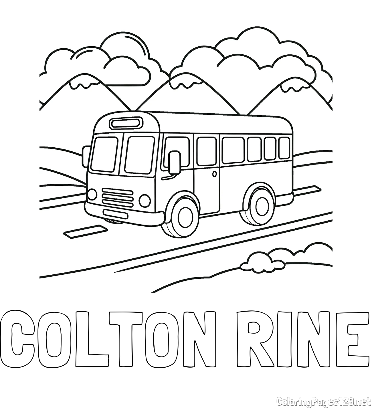 COLTON RINE Coloring Page and Free Printable Coloring Page of a School Bus