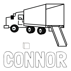 Online Created Coloring Page - CONNOR Coloring Page alongside Kids' Truck Coloring Page with Open Trailer