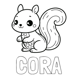 Online Created Coloring Page - CORA Coloring Page alongside Simple Coloring Page of a Squirrel