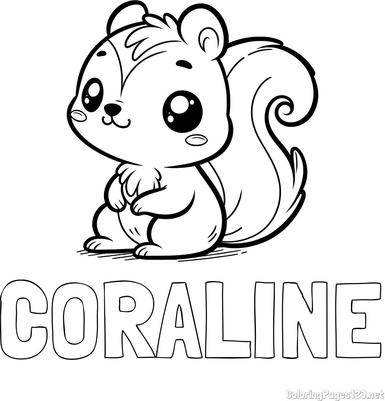 CORALINE Coloring Page alongside Coloring Page of Cute Squirtle
