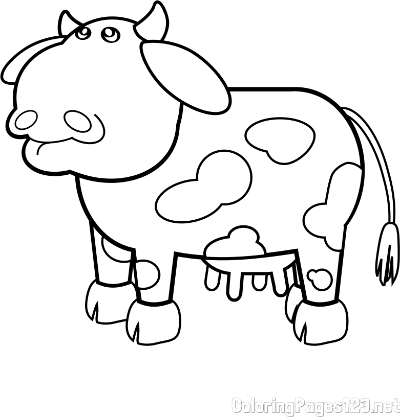 Cute and Funny Cow Coloring Page