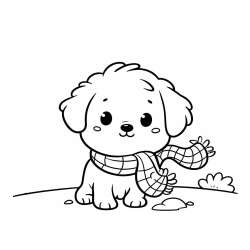 Coloring Page of an Adorable Puppy
