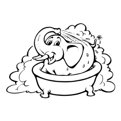 Cute Elephant in a Bathtub Coloring Page for Kids