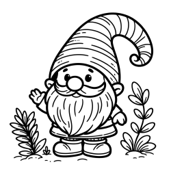 Cute Gnome Coloring Page