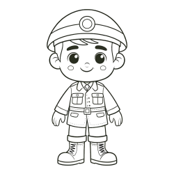 Cute Soldier Coloring Page for Kids