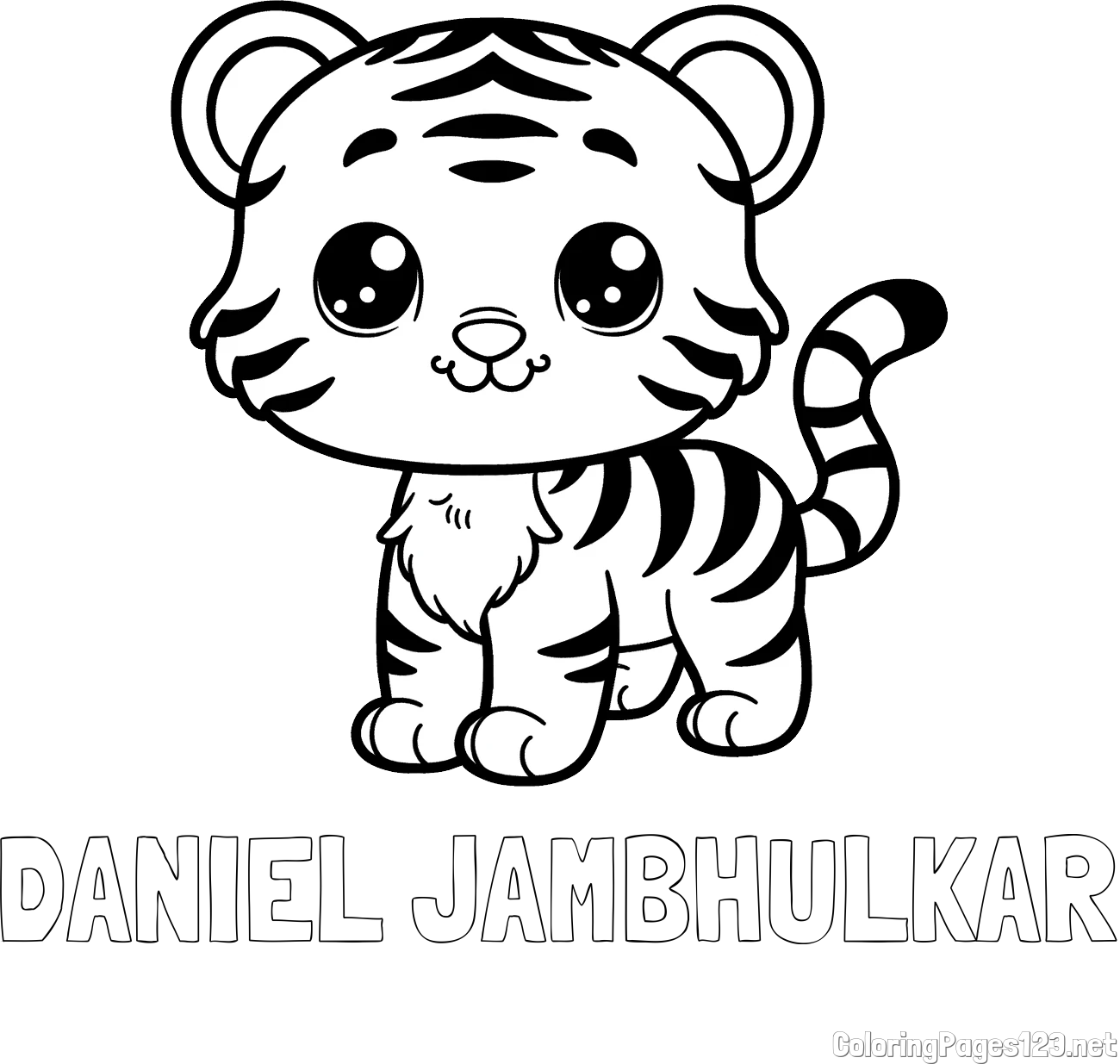 DANIEL JAMBHULKAR Coloring Page and Cute Tiger Cub Coloring Page