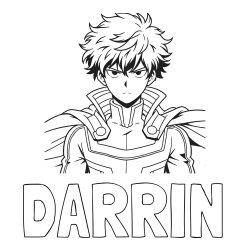 Online Created Coloring Page - DARRIN Coloring Page and Coloring Page of an Anime Superhero
