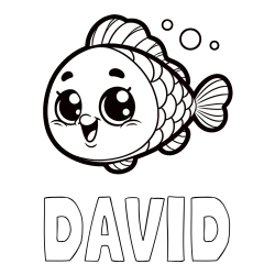 DAVID Coloring Page alongside Coloring Page of a Smiling Fish