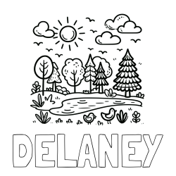 Online Created Coloring Page - DELANEY Coloring Page and Summer Coloring Page - Pond, Ducks and Forest