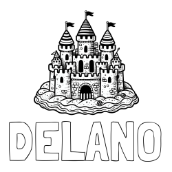 Online Created Coloring Page - DELANO Coloring Page and Large Sandcastle Coloring Page
