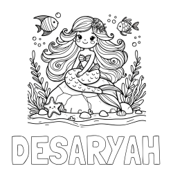 Online Created Coloring Page - DESARYAH Coloring Page and Coloring Page of a Cute Little Mermaid