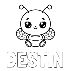 Online Created Coloring Page - DESTIN Coloring Page and Children's Coloring Page of a Cute Bee