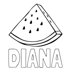 Online Created Coloring Page - DIANA Coloring Page alongside Watermelon Slice Coloring Page
