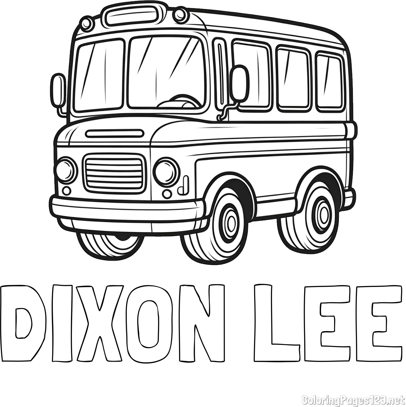 DIXON LEE Coloring Page and Children's Coloring Page of a Bus