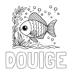 DOUIGE Coloring Page alongside Free Coloring Page of a Cute Fish