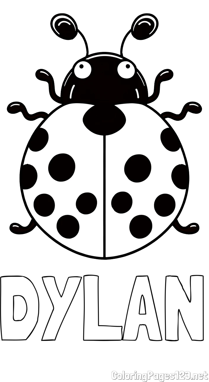 DYLAN Coloring Page and Easy Ladybug Coloring Page