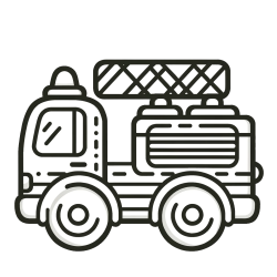 Easy Childrens's Coloring Page of a Fire Truck