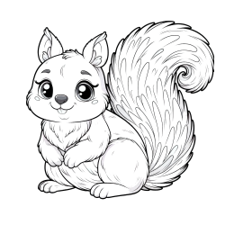 Easy Coloring Page of a Squirrel with Big and Cute Eyes