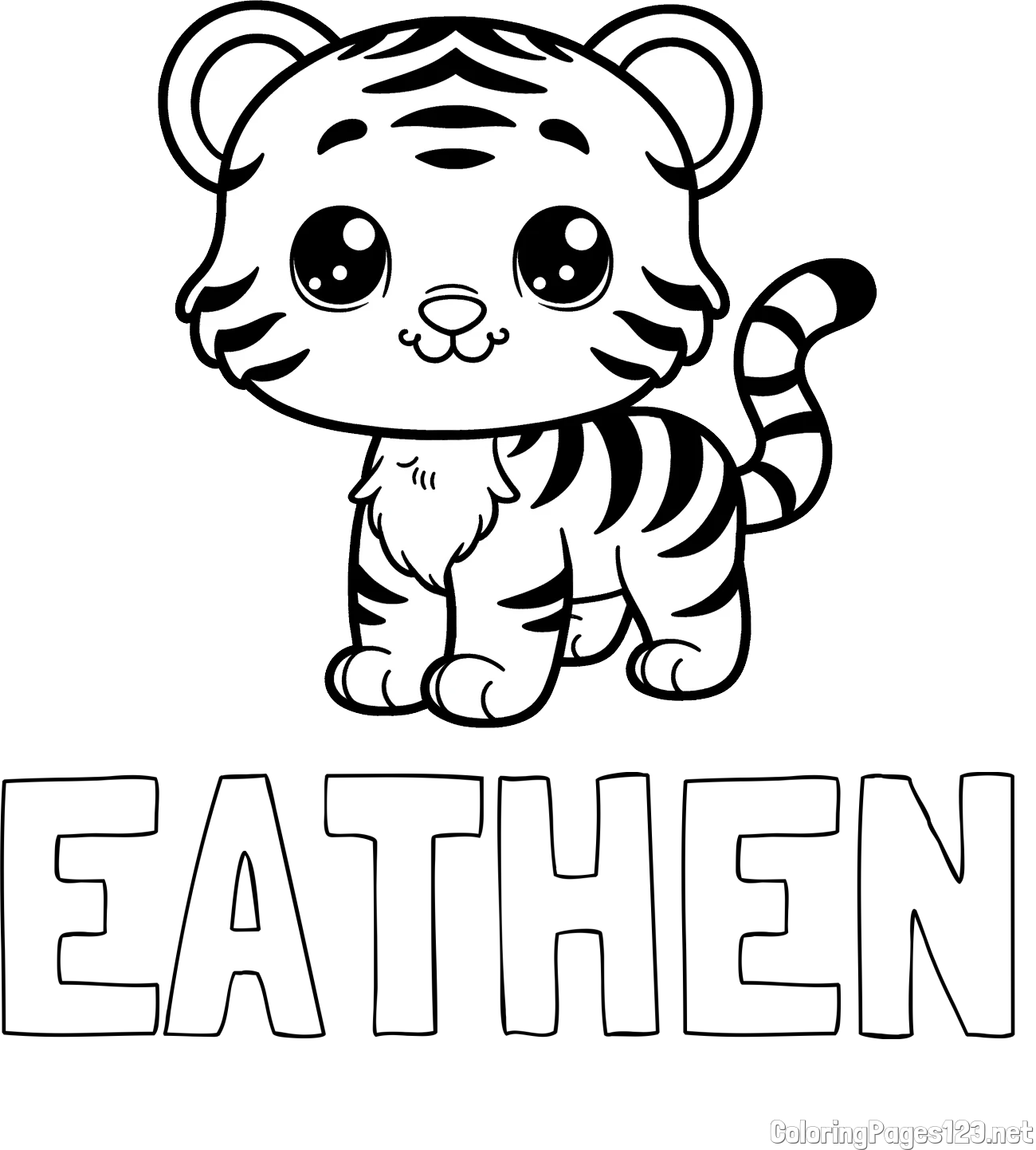 EATHEN Coloring Page and Cute Tiger Cub Coloring Page