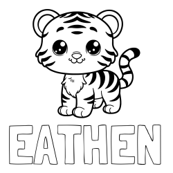 Online Created Coloring Page - EATHEN Coloring Page and Cute Tiger Cub Coloring Page