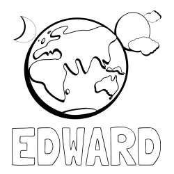 Online Created Coloring Page - EDWARD Coloring Page alongside Earth, Sun, and Moon Coloring Page