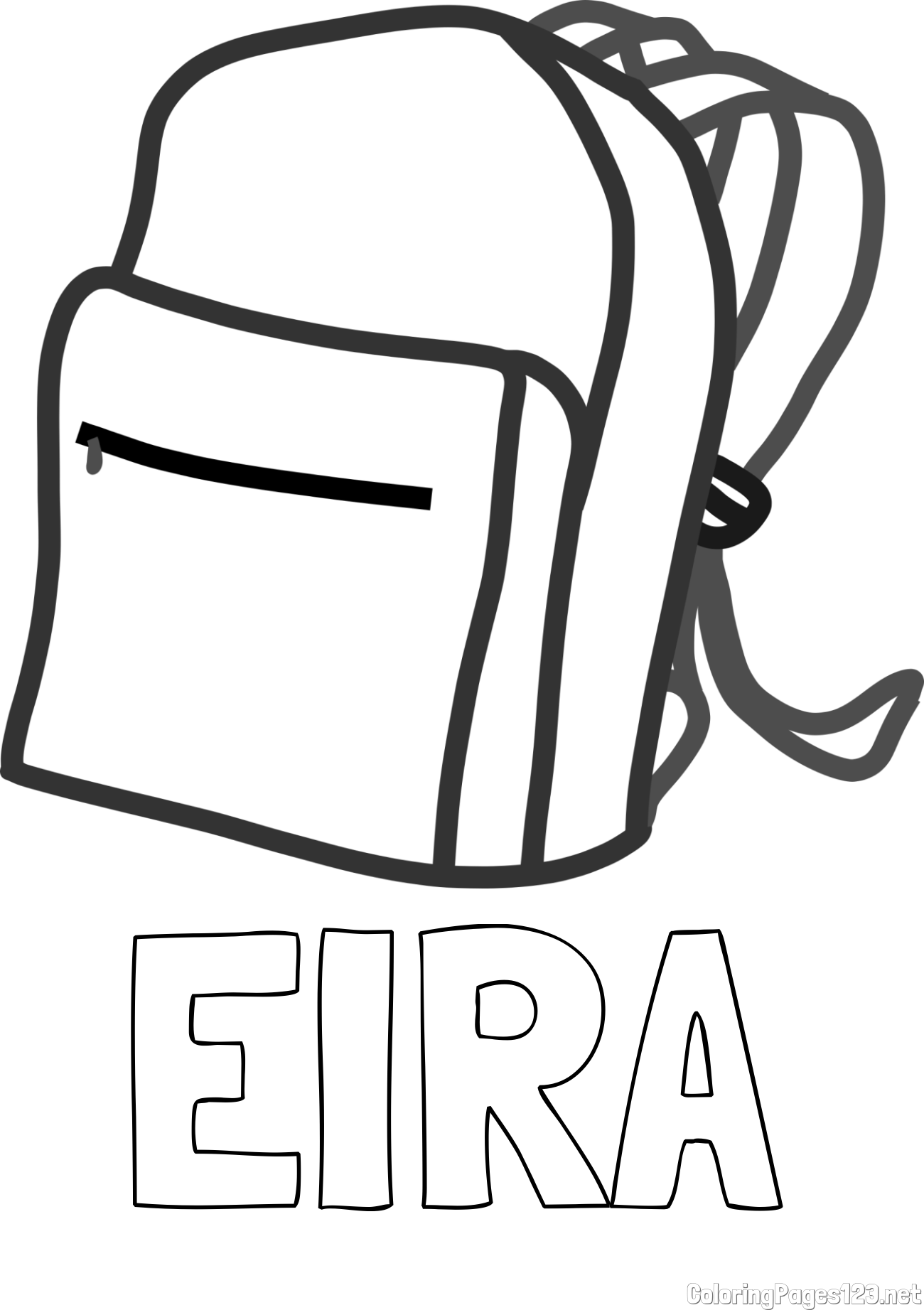 EIRA Coloring Page and School Backpack Coloring Page