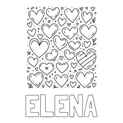 Online Created Coloring Page - ELENA Coloring Page and Children's Coloring Page of Many Hearts