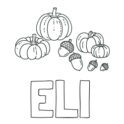 Online Created Coloring Page - ELI Coloring Page and Autumn Harvest Coloring Page - Acorns and Pumpkins