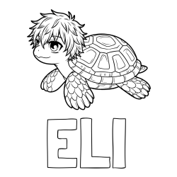 Online Created Coloring Page - ELI Coloring Page and Coloring Page of Anime Turtle