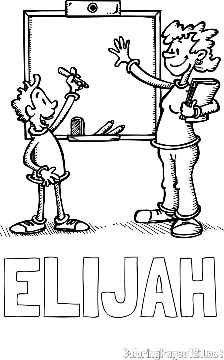 ELIJAH Coloring Page and School Coloring Page of a Teacher and a Student