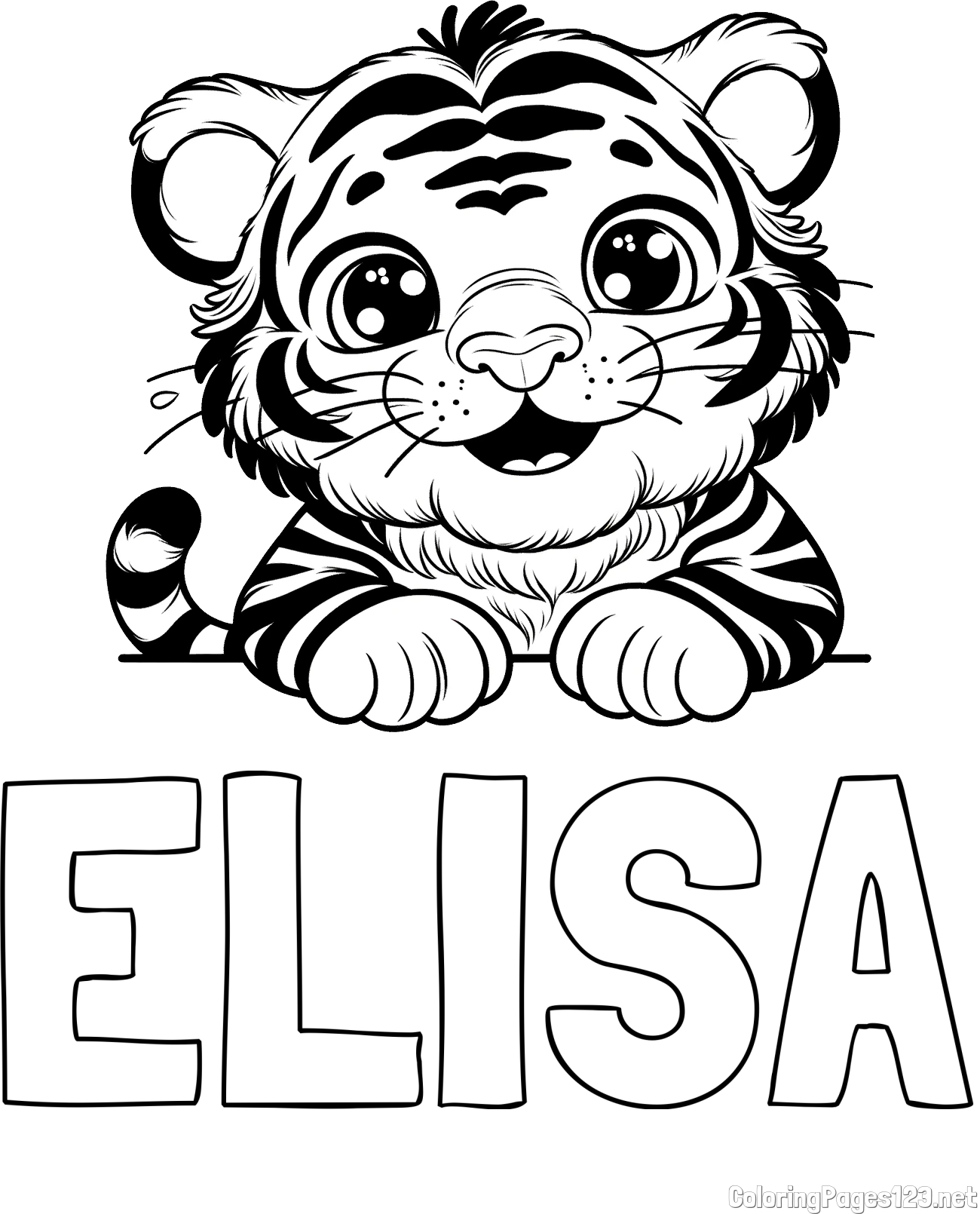 ELISA Coloring Page and Tiger Cub Coloring Page