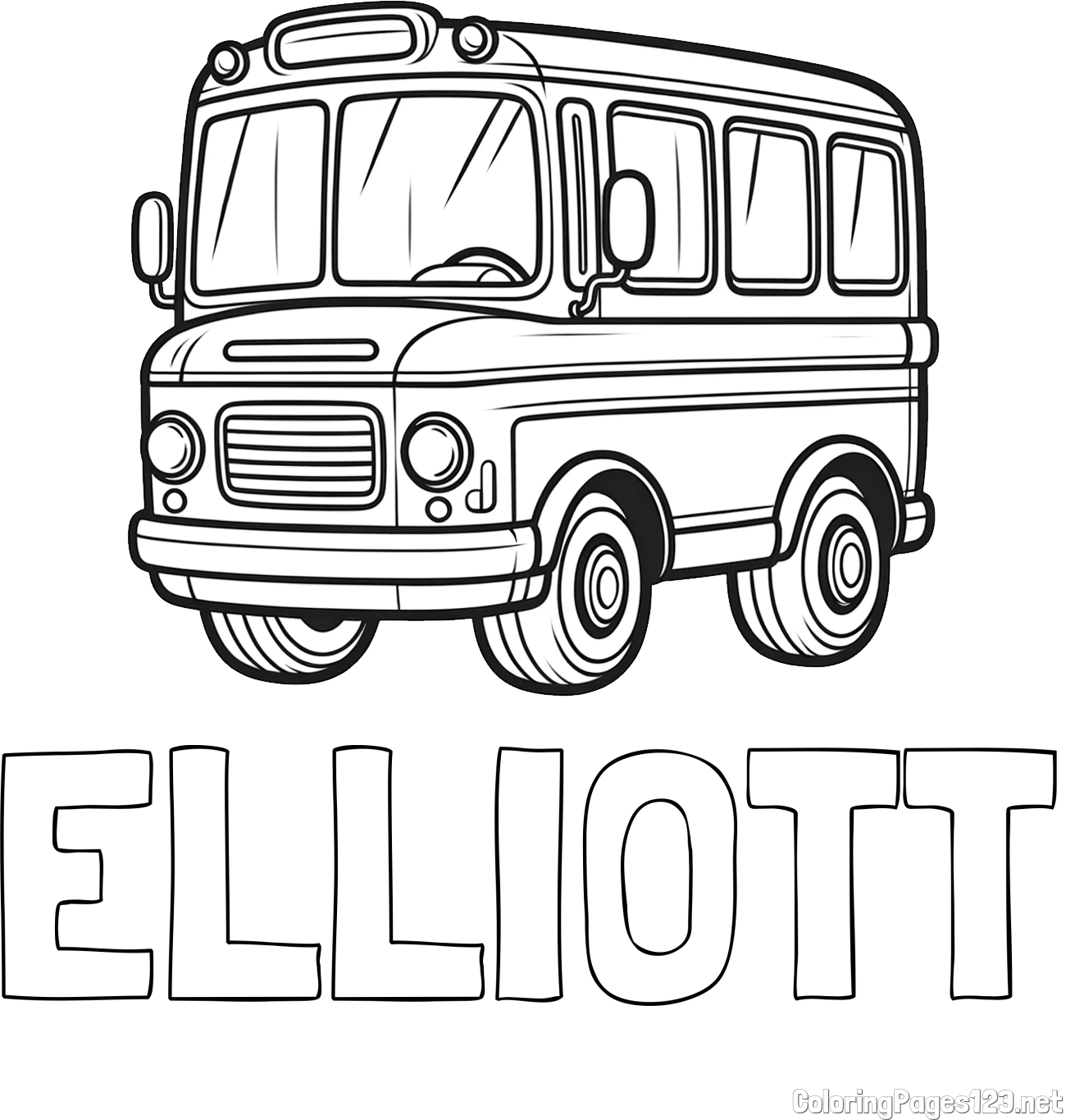 ELLIOTT Coloring Page and Children's Coloring Page of a Bus